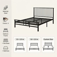 Base de Cama Individual de Hierro Forjado, Plataforma Metálica Minimalista, Estable, Ahorra Espacio, Duradera