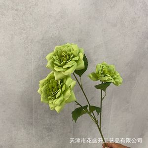 <b>Artificial</b> Flowers Green White Silk Rose Bouquet Wedding Outdoor Decor High Simulation Reusable - Product Image 4