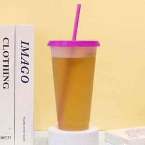 Gobelet en plastique PP de 24 oz avec couvercle et paille, réutilisable, étanche, résistant à l'eau bouillante, unisexe, pour les fêtes, prix bas personnalisé - Product Image 1