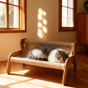 ZMaker Griffoir pour chat en bois, avec tapis en sisal résistant à l'usure, structure d'escalade, chaise longue et chaise griffoir en sisal pour chats - Product Image 1