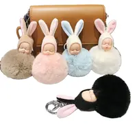रचनात्मक उपहार खरगोश कान नींद गुड़िया कुंजी लटकन आलीशान खिलौना चाबी का गुच्छा महिलाओं के बैग फांसी सजावट कार चाबी का गुच्छा छात्रों उपहार