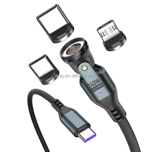 48V/5A 240W 磁力线 |   Type C & IOS & Micro 三合一充电连接器 PD240W 27W 手机笔记本电脑快速充电器数据线 - Product Image 4