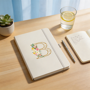 Floral Monogram B PU Hardcover Diary Sewing Binding A5 Gift <b>Notebook</b> - Product Image 6