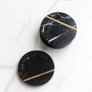 6 Pcs <strong>Cool</strong> Black Marble <strong>Coasters</strong> With Holder Round <strong>Coasters</strong> Set Natural Stone Drink <strong>Coasters</strong> Beverage Cup Mats - Product Image 3