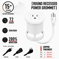 Stopkontak Listrik Bulat White One Outlet Power Hub, Soket Ekstensi Tersembunyi untuk Meja dan Kabinet