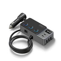 Chargeur rapide universel pour voiture 120W multi-ports PD avec 2 prises USB-C et 3 prises USB-A, interrupteurs de contrôle séparés et LED - Vente en gros fabricant