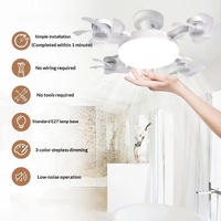 Ventilateur de plafond moderne en ABS à visser, compatible E27, pour salle à manger, salon, chambre, cuisine