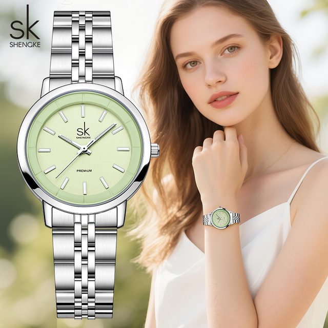 SK Wholesale Light Pink/Yellow/Purple Women's Quartz Watch 32mm Stainless Steel Case 5ATM Waterproof OEM ODM Factory