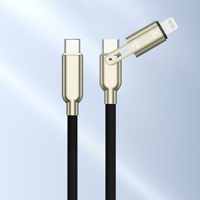 Câble de charge rapide USB C vers C et USB C vers Lightning 2-en-1 100W 6A, câble de transfert de données USB 2.0 tressé 480 Mbps pour iPhone, iPad, ordinateur portable