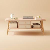 Table basse réglable en bois massif à double plateau pour petit appartement, salon, chambre à coucher, design moderne, mobilier de maison