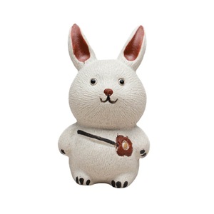 Petit lapin Zisha, ornement rond blanc du zodiaque pour la décoration de la table à thé - Product Image 5