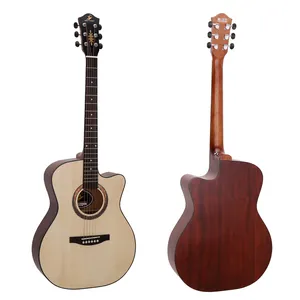 Guitarra acústica de 40 pulgadas, venta al por mayor, China, alta calidad, barato, corte 40, madera, con tapa de abeto