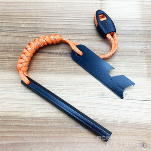 Allume-feu en magnésium Flint & Steel 10x100mm avec sifflet, outil de survie pour usage d'urgence en extérieur - Product Image 4