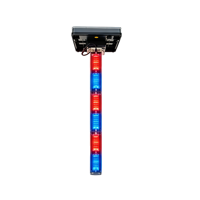 Feu de signalisation solaire vertical à 48 LED SRD48 avec contrôle automatique de la lumière, en acier inoxydable, pour balise de sécurité routière rouge/bleue