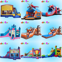 Jeux combo gonflables secs et humides 4 en 1, château gonflable avec toboggan à double voie à vendre