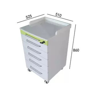 Chariot mobile dentaire à 5 tiroirs avec plateau en acier, pour instruments et consommables, usage hospitalier - Product Image 3