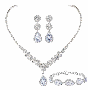 Bạc Vàng Rhinestone Pha Lê Wedding Bridal Phù Dâu Bông Tai Vòng Đeo Tay <span class=keywords><strong>Set</strong></span> Cho Phụ Nữ Cô Dâu Phù Dâu Pha Lê Rhinestone - Product Image 1