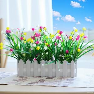 Arrangement de fleurs artificielles Runye, fleurs en soie mélangées, pot de fleurs blanc, décoration de la maison, décoration de mariage - Product Image 4