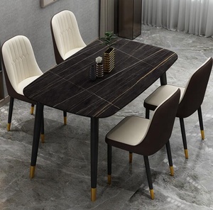 Splendido <span class=keywords><strong>Tavolo</strong></span> da Pranzo in Marmo <span class=keywords><strong>Nero</strong></span> con 4 o 6 Sedie da Pranzo in Ecopelle Nera, Grigia, <span class=keywords><strong>Bianca</strong></span>, Arancione, Blu, Color Caffè - Product Image 2