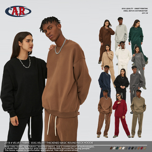 カスタムコットン厚手フリースオーバーサイズドロップショルダー冬服350gヘビーウェイト12色展開ユニセックスラウンドネックスウェットシャツ - Product Image 1