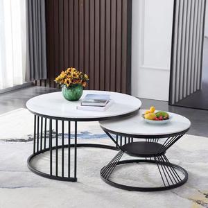 Ensemble <span class=keywords><strong>de</strong></span> tables basses gigognes tendance, style luxe léger, aspect pierre, cadre en <span class=keywords><strong>fer</strong></span> <span class=keywords><strong>forgé</strong></span>, durable, style nordique moderne, petit appartement - Product Image 4