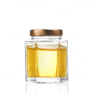 Nhà Máy 180ml 360ml 750ml Rỗng rõ ràng dưa chum rỗng Hexagon mật ong container lọ thủy tinh - Product Image 6