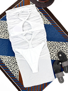 Maillot de bain de style 2022, couleur unie, tissu spécial, matière texturée, maillot de bain séparé, bikini pour femmes, maillot de bain rare, lot mixte - Product Image 4