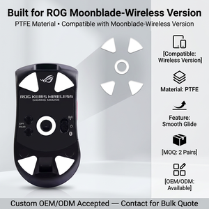 PTFE <span class=keywords><strong>Maus</strong></span>-Gleitpads für <span class=keywords><strong>ROG</strong></span> Moonblade Wireless, Schwarz 0,06mm Dick, Anti-Fett Niedrig-Reibungs-Gleitpads für Gaming-Mäuse - Product Image 2
