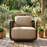 Meubles de jardin modernes en matériaux mixtes, fauteuil pivotant avec structure en aluminium durable pour l'extérieur