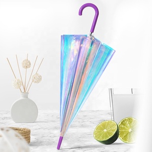 <span class=keywords><strong>Parapluie</strong></span> <span class=keywords><strong>holographique</strong></span> en plastique PVC, Transparent, irisé et de couleur, dégradé coloré, à la mode - Product Image 5