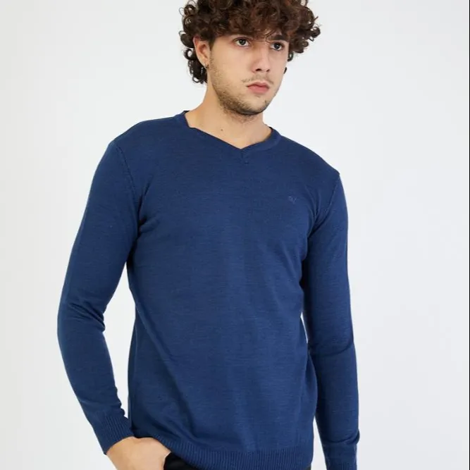 wholesale Black One custom men v-neck plain sweater mature style newest manufacturing best