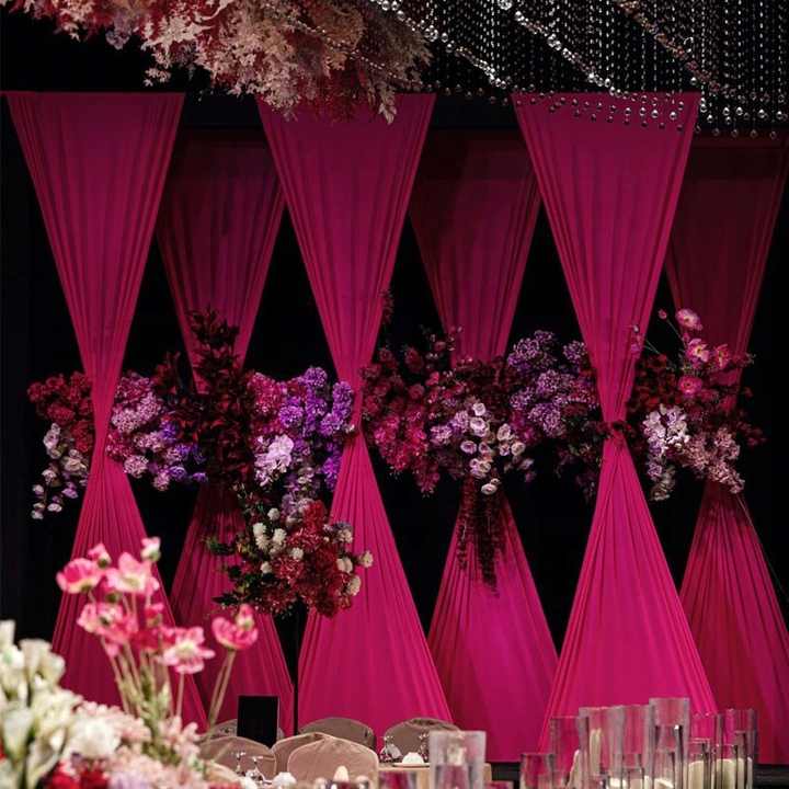 Bomng Cream Yellow Silk Elastic Drapery Wedding Decoration main image 1