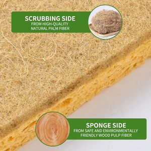 Tự nhiên Cellulose chà món ăn miếng bọt biển phân hủy sinh học sisal nhà bếp tái sử dụng có thể giặt gỗ bột giấy miếng bọt biển cho các món ăn làm sạch - Product Image 2