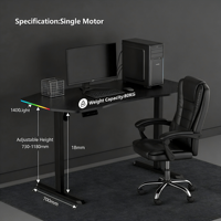 PRORIALS – Bureau d'ordinateur ergonomique intelligent et réglable en hauteur, en fer durable, avec éclairage LED RGB moderne pour e-sport – Approvisionnement direct usine