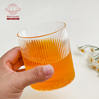 Tasses en verre à whisky en cristal gravé en verre à rayures verticales japonaises de style simple vente en gros
