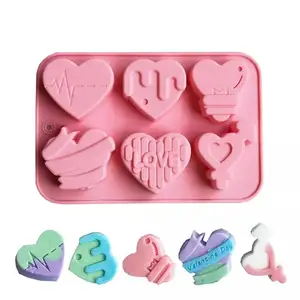 6 Soorten Angel Love Heart Shaped Silicone Chocolate Mold Cake Bakken Tools Handgemaakte Schimmel Valentijnsdag Decoratieve