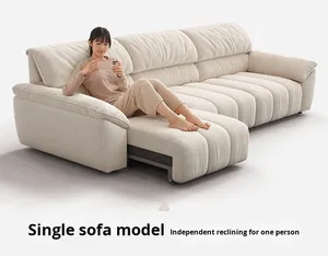 Power Motion Cream Fabric Sofa <strong>Bed</strong> French Vintage Intelligent Adjustable Recliner for Luxury Villa Hotel Project <strong>Seating</strong> - Product Image 3