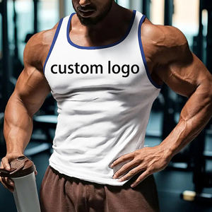 Débardeur de sport pour homme, logo personnalisable, couleur unie, bloc de couleur, poids lourd, côtelé, extensible, sous-vêtement de sport - Product Image 2
