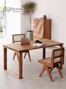 Table à manger rectangulaire en teck africain massif, style nordique, pour petit appartement, meubles de salle à manger - Product Image 4