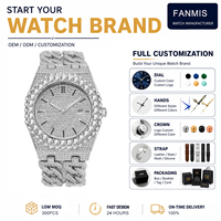 Nouvelle montre personnalisable pour homme, style hip-hop, bracelet cubain entièrement serti de strass, mouvement à quartz