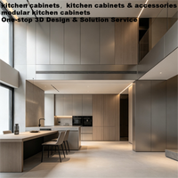 Meubles de cuisine en aluminium sans cadre, style européen, pour projet complet de maison, armoires de cuisine en chêne blanc pour projets sur mesure