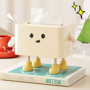 Caja de pañuelos creativa y bonita para escritorio, de plástico color crema, independiente, para uso en el hogar, sala de estar y baño. - Product Image 1