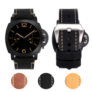 Correas de reloj de cuero genuino Crazy Horse, correas de reloj de cuero de vaca de estilo áspero para <span class=keywords><strong>Panera</strong></span> 18 20 22 24 26mm - Product Image 1