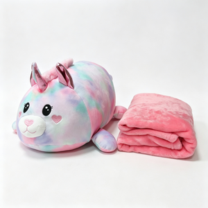 Peluche licorne personnalisée, peluche licorne tie-dye, ensemble couverture licorne, jouet licorne arc-en-ciel - Product Image 1