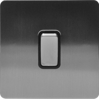 Prise murale multifonctionnelle ABUK en métal brossé avec double port USB, interrupteur lumineux et prise électrique
