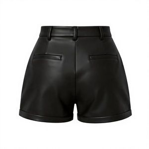 Shorts en similicuir PU noir pour femme, taille basse, fermeture éclair, bouton, poche plaquée, coupe skinny, mini, streetwear, style Y2K - Product Image 4