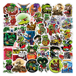 50 autocollants imperméables de style graffiti urbain, motif dessin animé Rat <span class=keywords><strong>Fink</strong></span>, pour skateboard, moto, voiture, étiquette personnalisée - Product Image 2