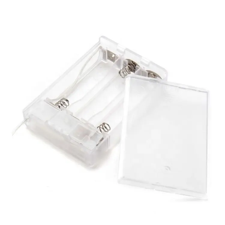 Plastic Battery Holder Transparent Plastic 3 X 1.5v AA Battery Holder Case With Cover And Switch For LED Lights