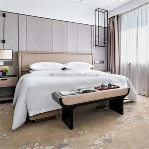Custom <b>Cheap</b> Wooden King Size Hotel <b>Bed</b> Frame & <b>Mattress</b> With Nightstand Headboard & Ottoman For Modern 3 Star Hotel Bedroom <b>Set</b> - Product Image 1