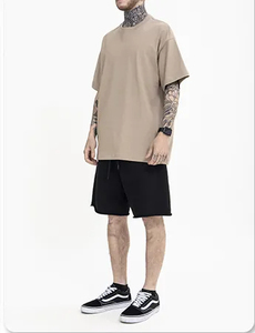 Precio al por mayor de peso pesado 95% algodón, 5% Spandex Color caqui sólido personalizado verano camiseta para hombres y mujeres Unisex - Product Image 5